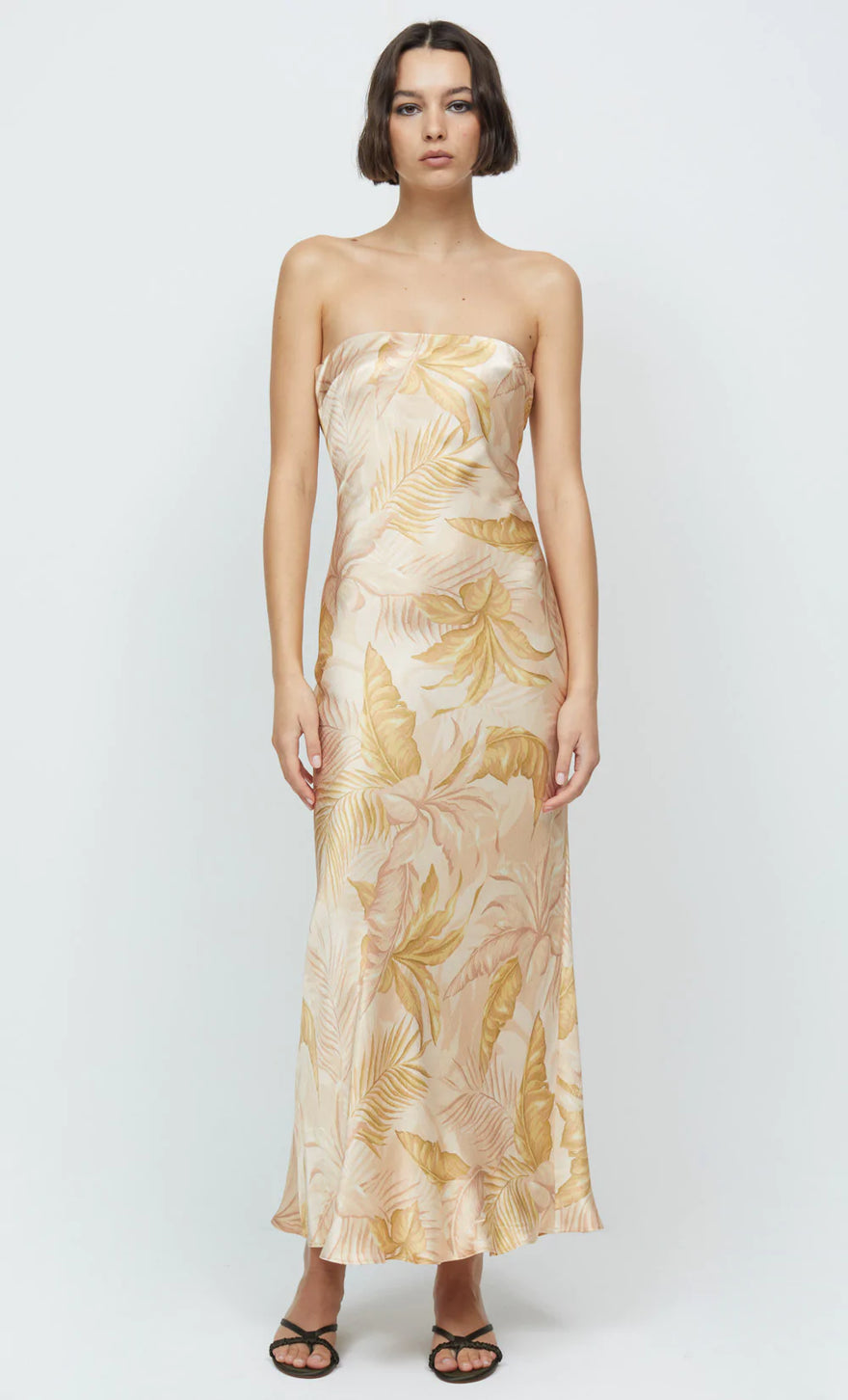 Dusty Palms Strapless Maxi