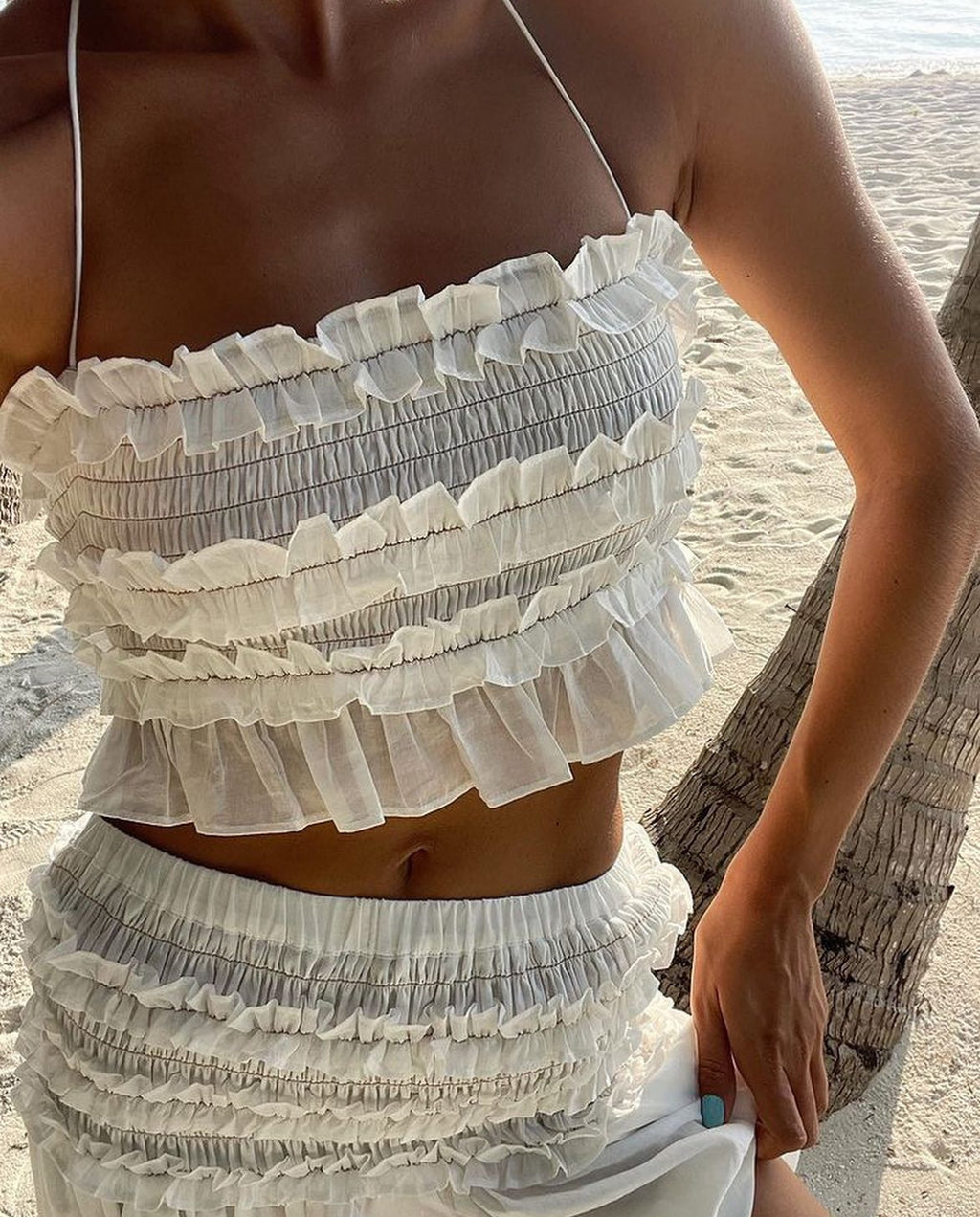 Alina Crop Top and Skirt Ivory