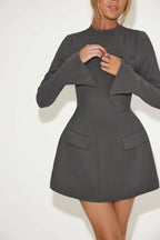 Sleeve Mini Dress in Slate Grey