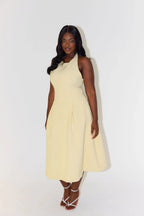 The Ultimate Muse Dropped Hem Midi Dress in Lemon