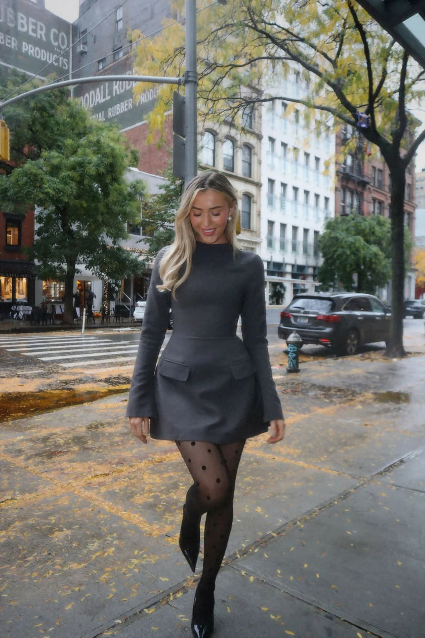 Sleeve Mini Dress in Slate Grey