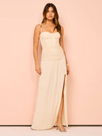 Double Time Pleat Dress in Nougat