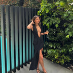 Jennifer Cupro Mini Dress in Black