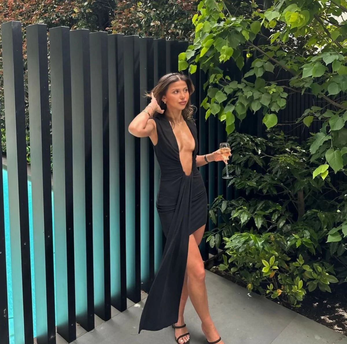 Jennifer Cupro Mini Dress in Black