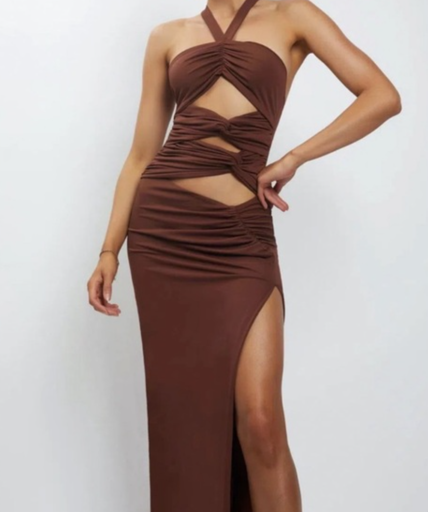 Nikki Brown Cut Out Dress