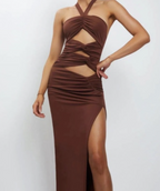 Nikki Brown Cut Out Dress