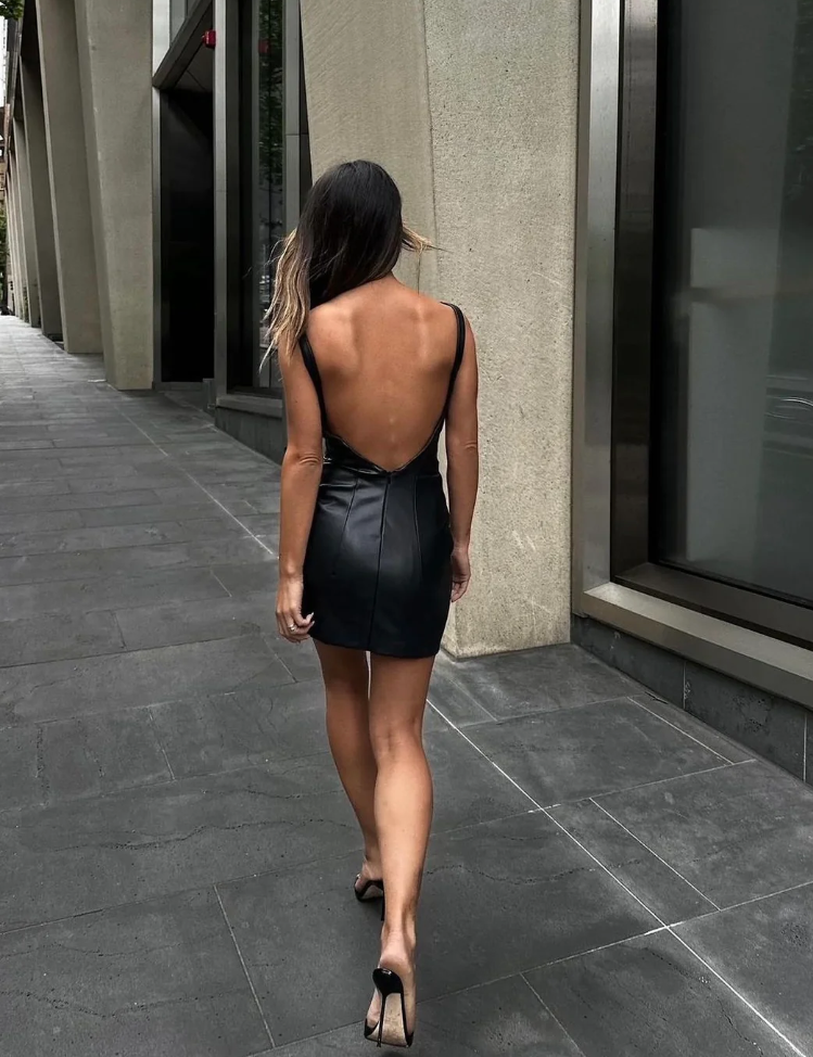 Verona Mini Dress in Faux Leather